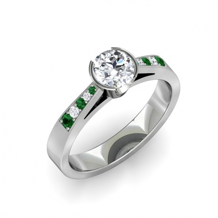 Adelina Round Brilliant Diamond Ring in 18kt White Gold AU - Main View